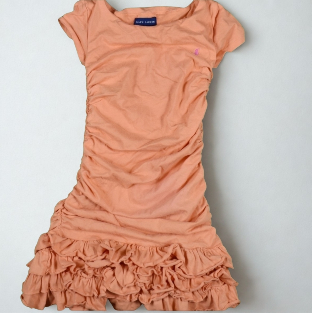 Orange Girl's Ralph Lauren Scrunchy Dress Size 6